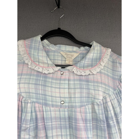 Vintage Carriage Court Nightgown Womens 2X Pastel Plaid Cotton Lace Collar 90s - Picture 4 of 11